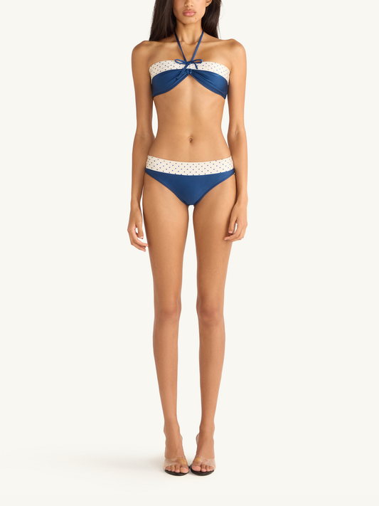 Lola Bikini Top - Navy Polka