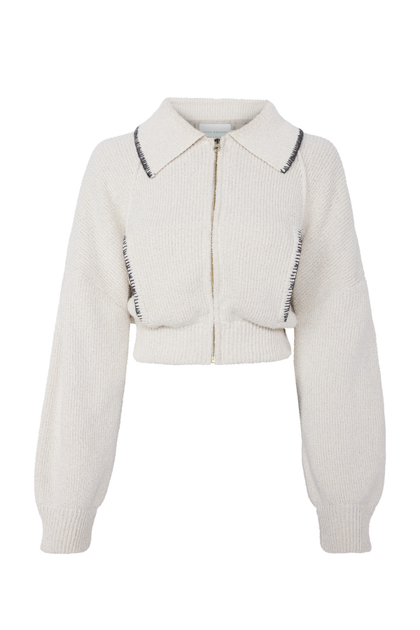 Voyager Knitted Bomber Jacket - Ivory