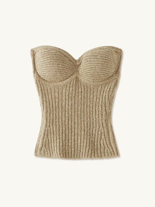 Colette Knitted Corset - Biscuit Sequin