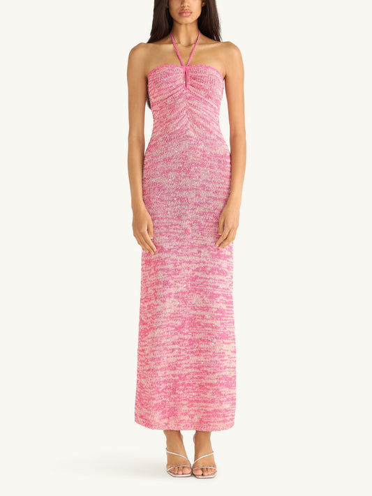Olivia Halter Dress - Hydrangea Pink Sequin