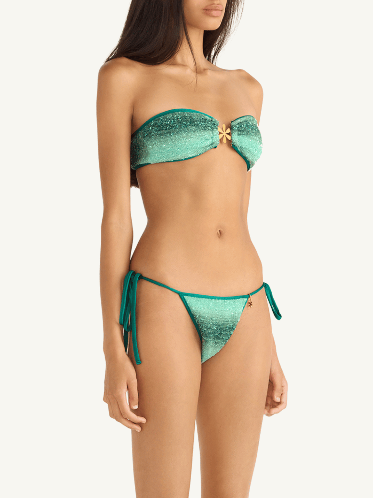 Mia Bikini Top - Palm Green Sequin