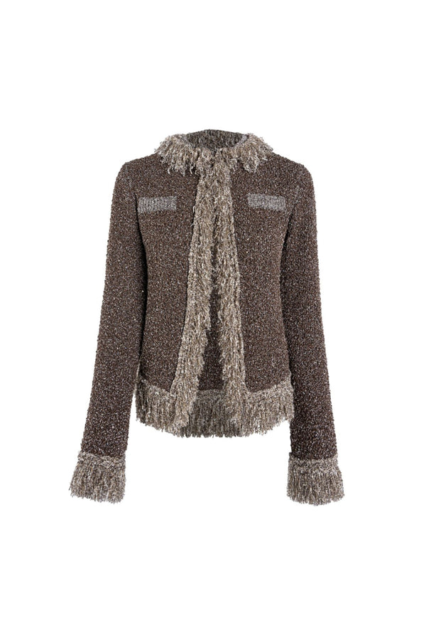 Bianca Fringed Jacket - Tobacco Sequin