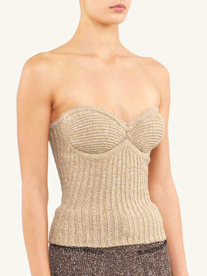 Colette Knitted Corset - Biscuit Sequin
