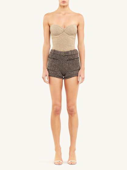 Colette Knitted Corset - Biscuit Sequin