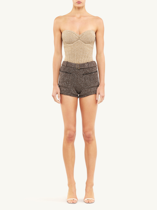 Colette Knitted Corset - Biscuit Sequin