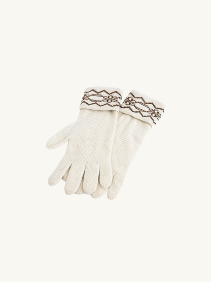 Jemima Gloves  - Ecru/Cabin Brown