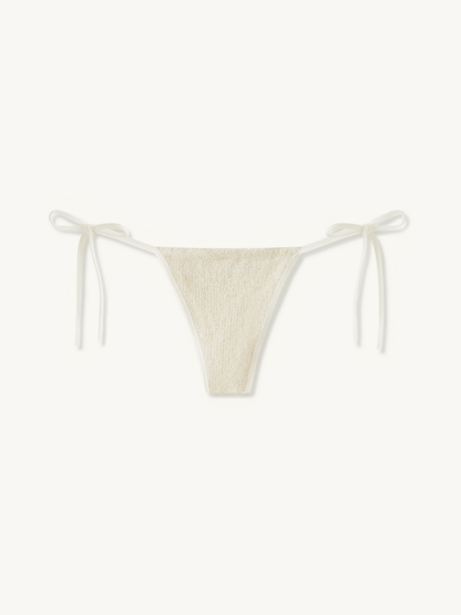 Mia Knitted String Bikini Bottom - Ivory Sequin
