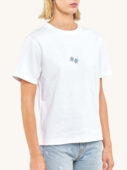 Delilah Hand Beaded Tee - Salt/Pale Blue