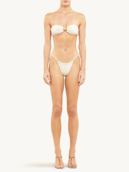 Mia Knitted Bikini Top - Ivory Sequin