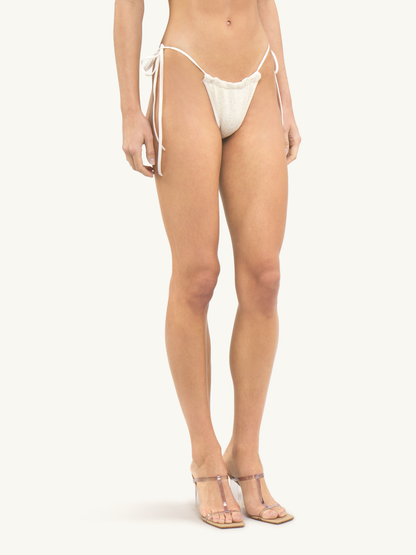 Mia Knitted String Bikini Bottom - Ivory Sequin
