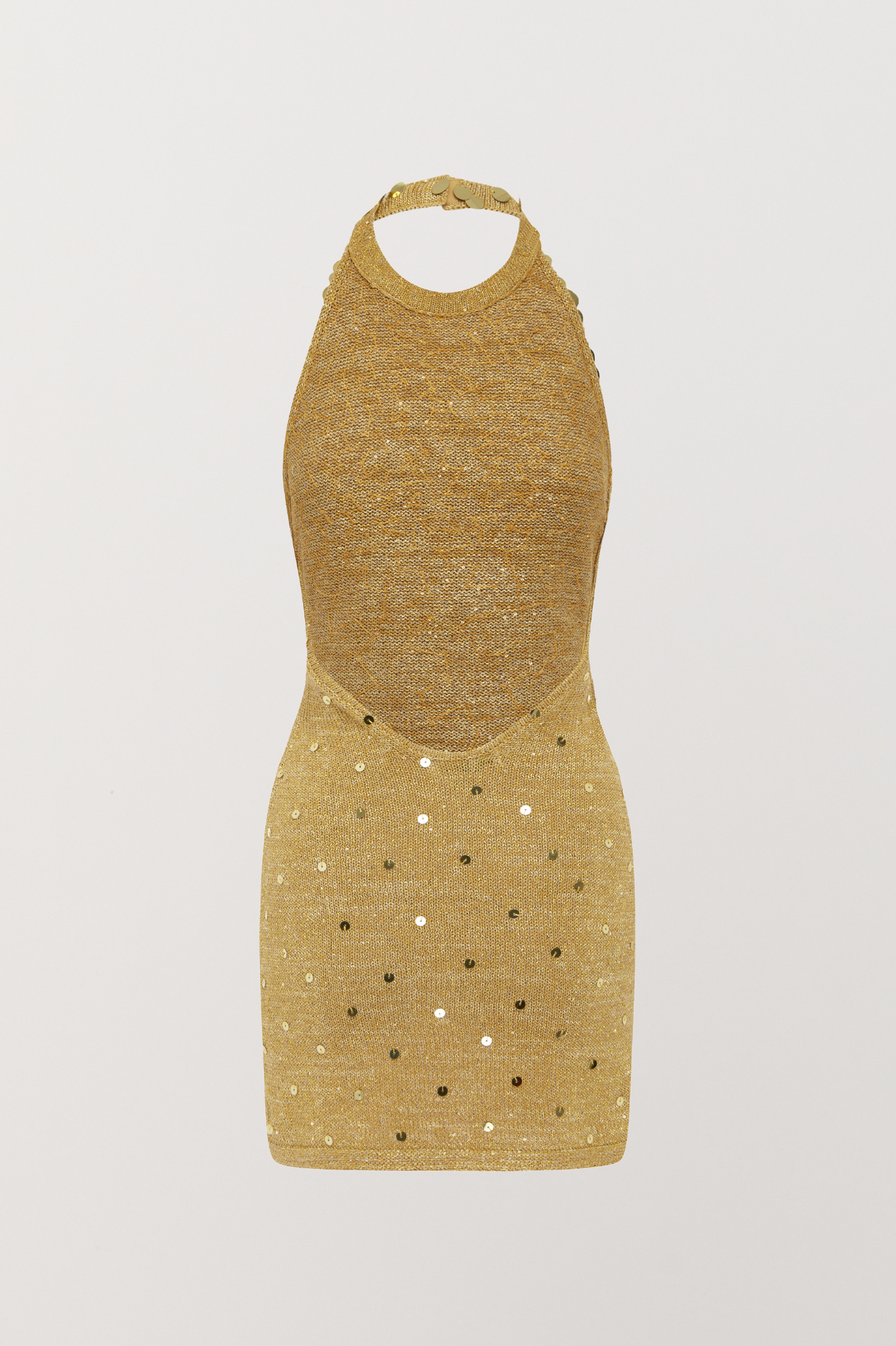 Alex Embroidered Mini Dress - Gold Sequin