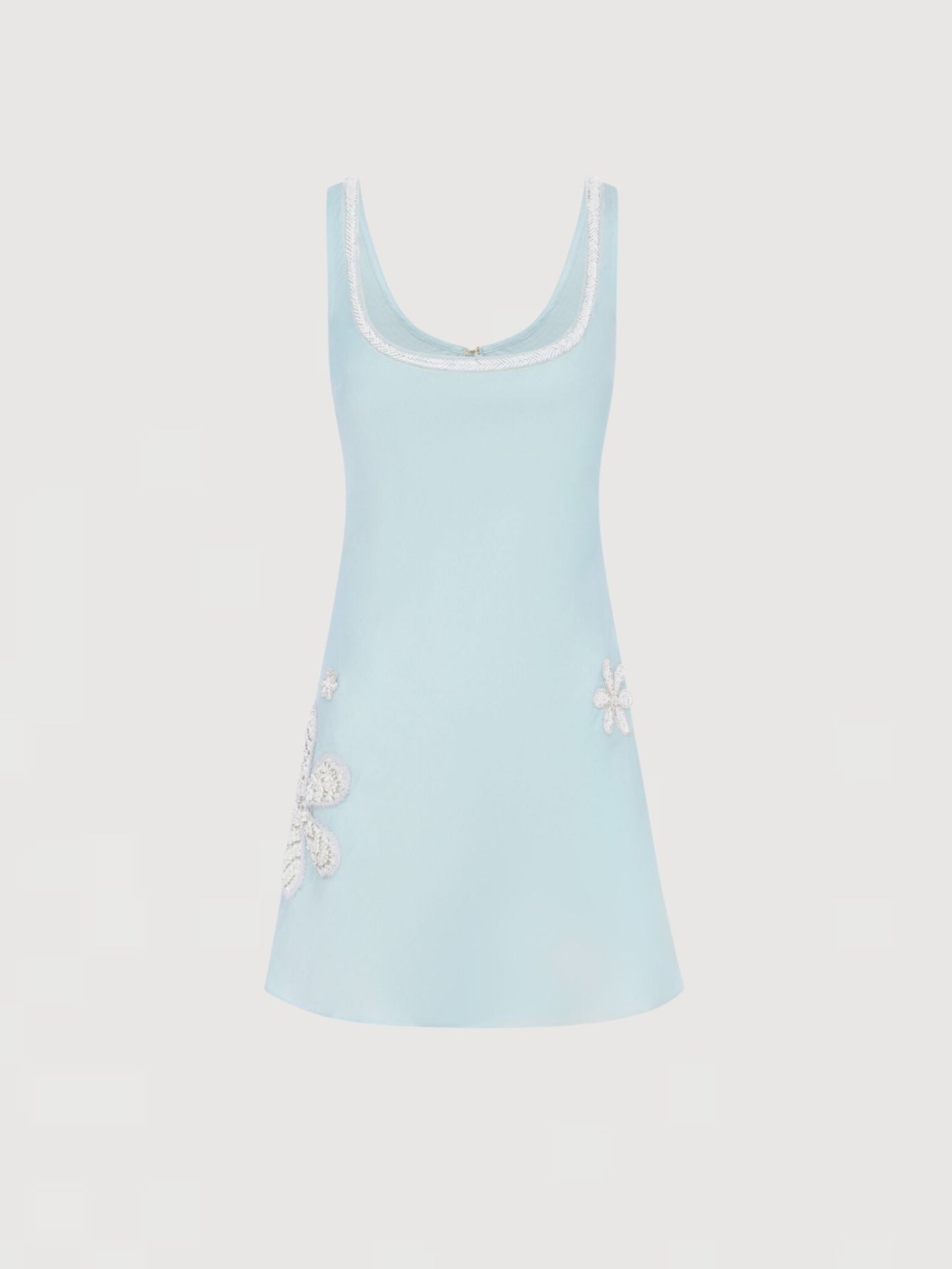 Essie Hand Beaded Mini Dress - Ice Blue