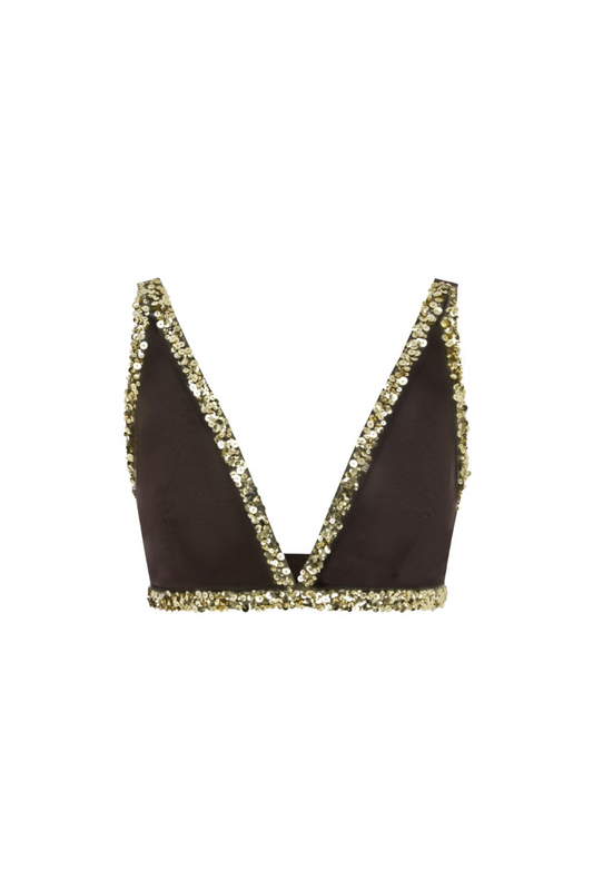 Celine Hand Beaded Bralette - Cocoa