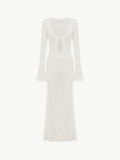 Fernanda Crochet Dress - Salt Sequin