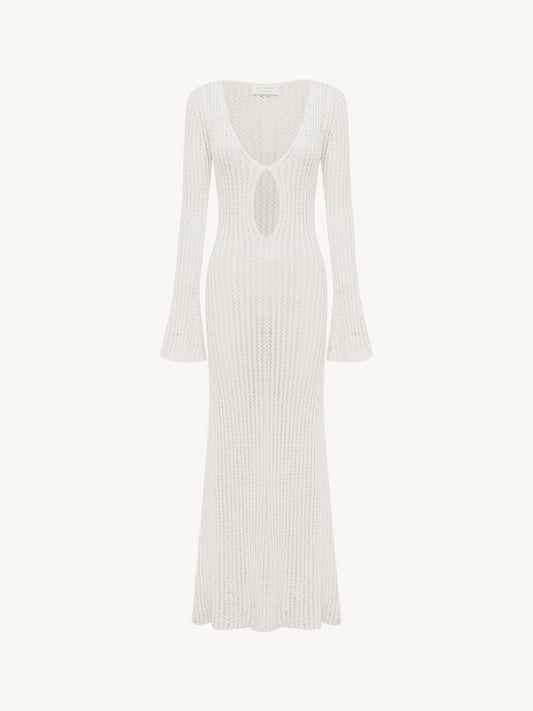 Fernanda Crochet Dress - Salt Sequin