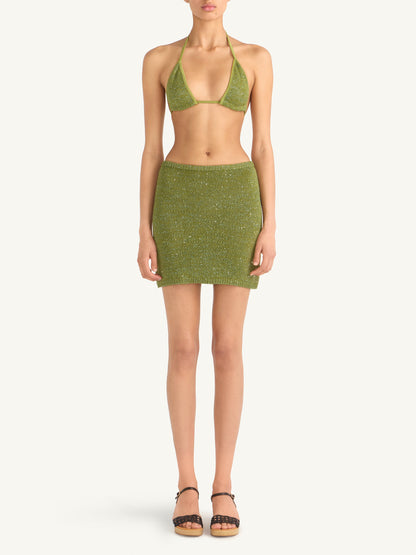 Ana Mini Skirt - Olive Oil Sequin
