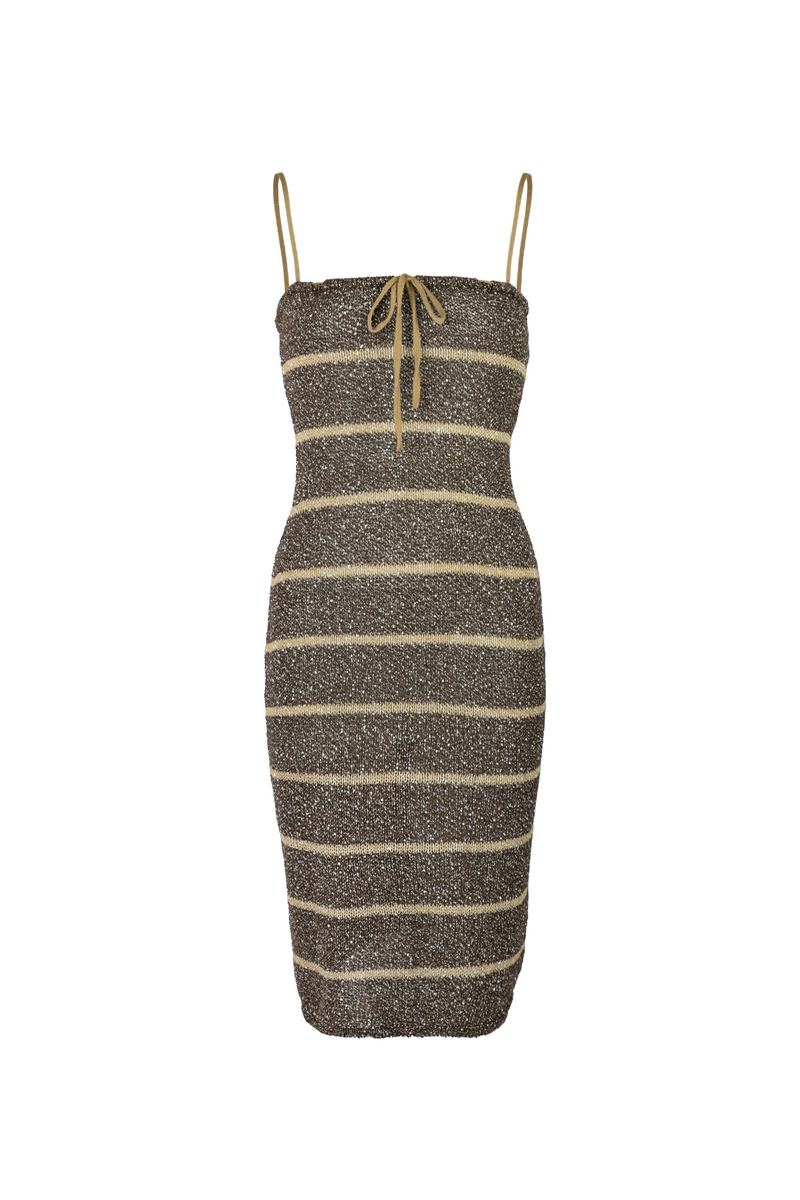 Celeste Midi Dress - Cocoa Sequin Stripe