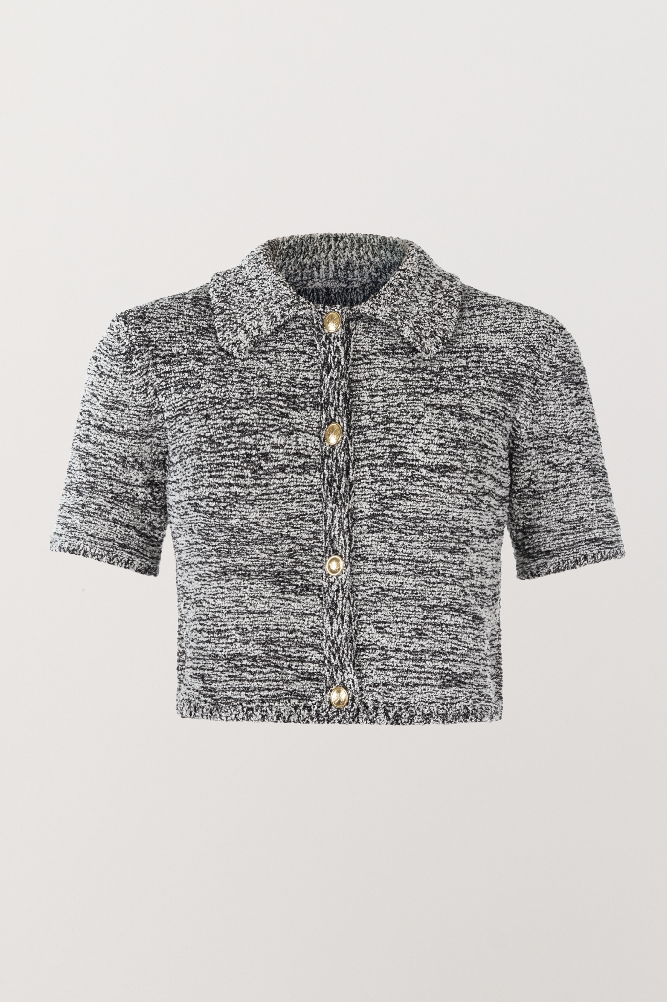 Morgan Polo Cardigan - Black Melange