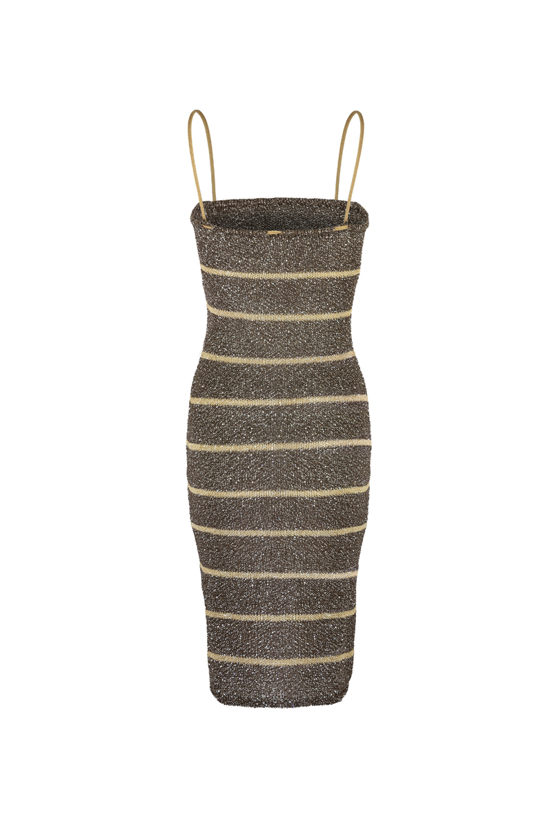 Celeste Midi Dress - Cocoa Sequin Stripe