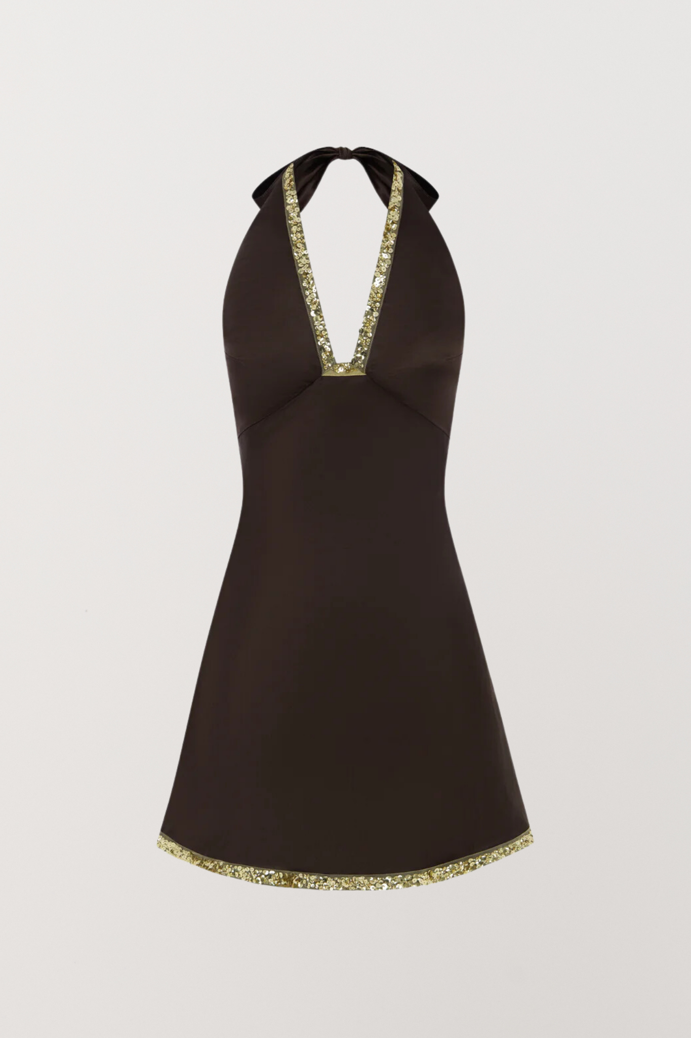 Celine Hand Beaded Mini Dress - Cocoa