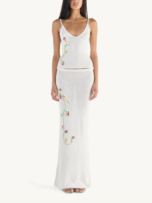 Carolina Embroidered Camisole - Star White Sequin