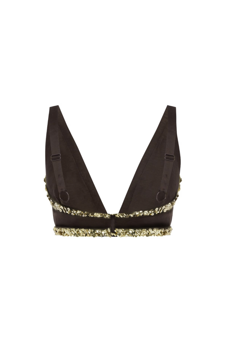 Celine Hand Beaded Bralette - Cocoa