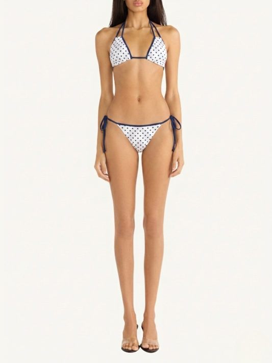Stella Bikini Top - Navy Polka