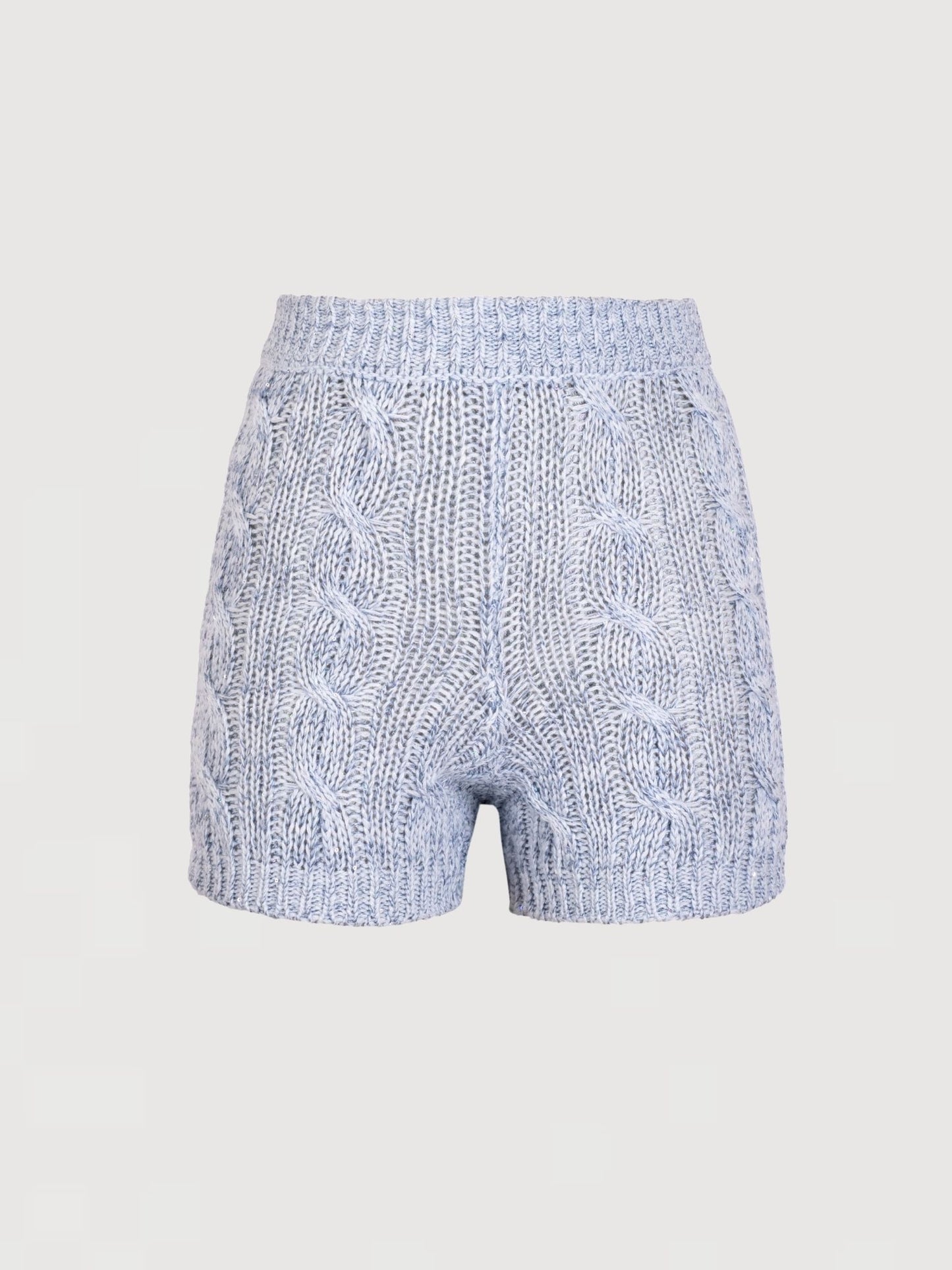 Elsa Cable Knit Short - Ice Blue Sequin