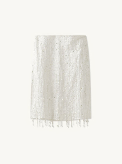 Fidan Hand Beaded Midi Skirt - Salt