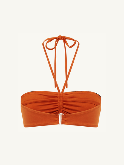 Lola Knitted Bikini Top - Burnt Orange/Black