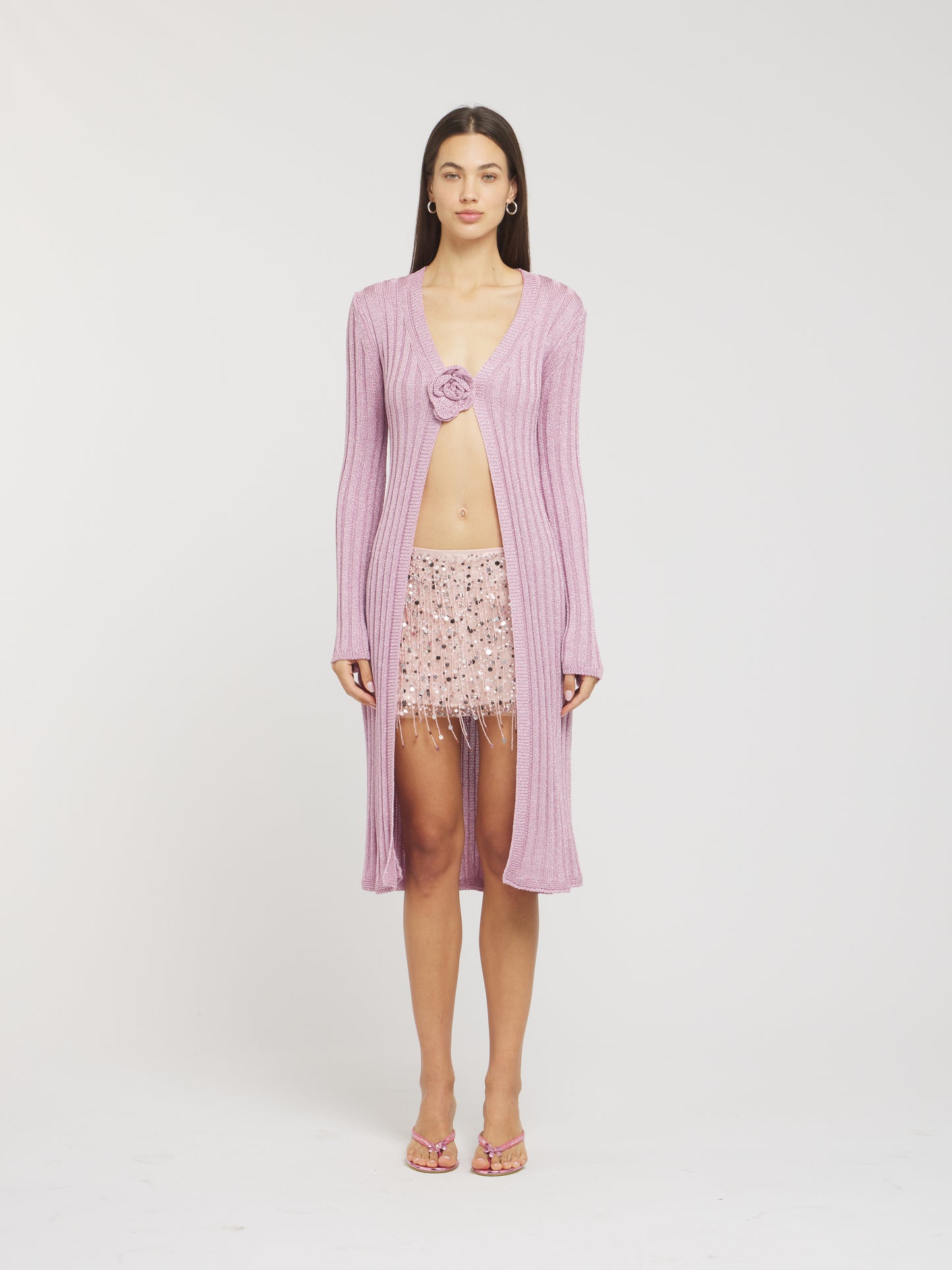 Rosie Cardigan - Mauve Lurex