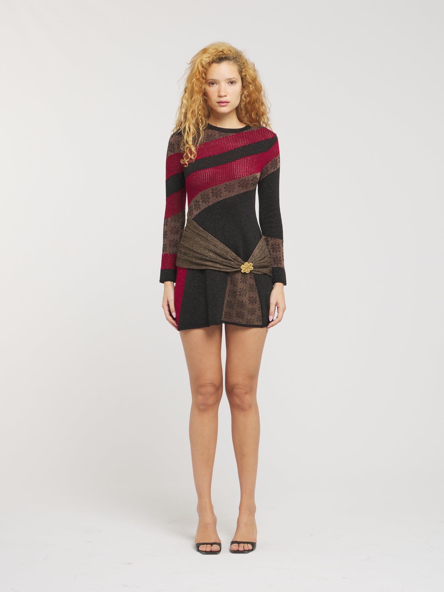 Eliza Long Sleeve Mini Dress - Ruby/Black