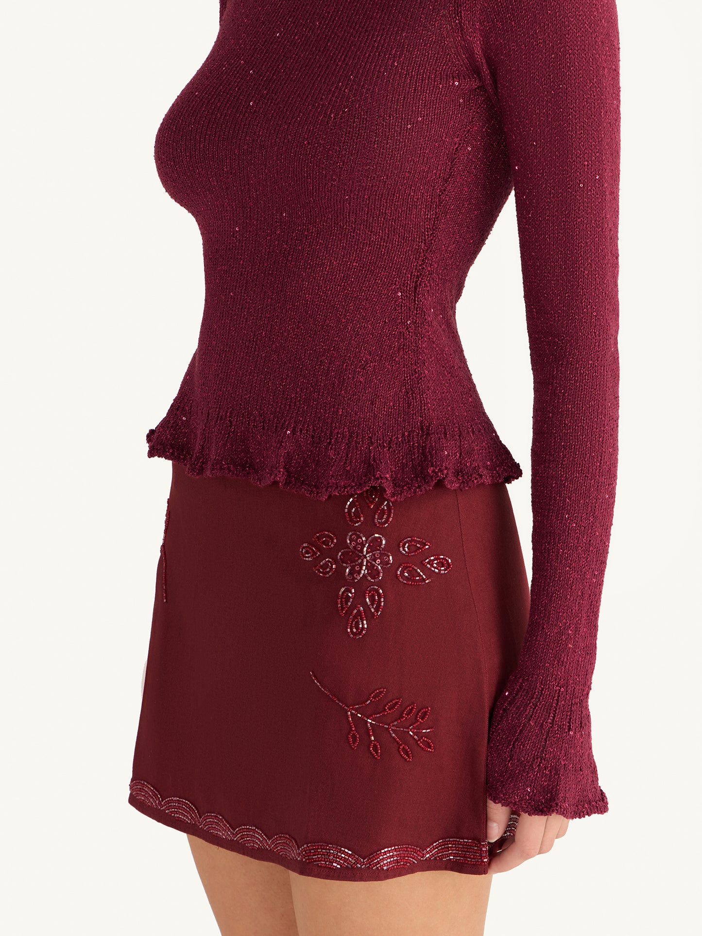 Maja Hand Beaded Mini Skirt - Port