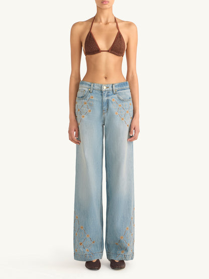 Helena Embroidered Jean - Light Blue