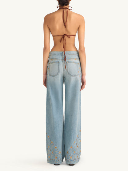 Helena Embroidered Jean - Light Blue