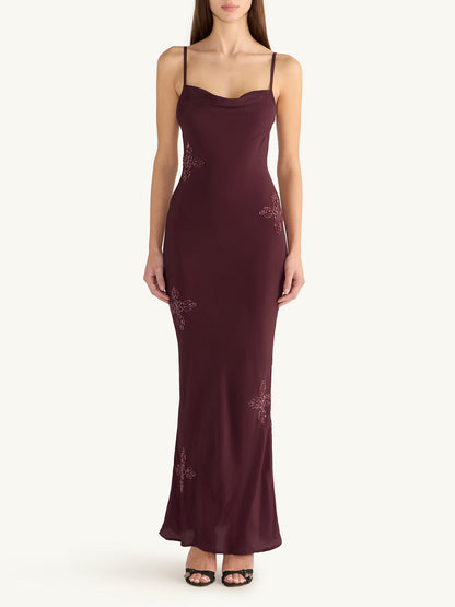 Freja Hand Beaded Dress - Port