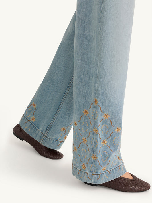 Helena Embroidered Jean - Light Blue