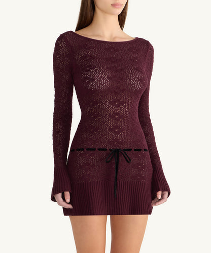 Vivienne Long Sleeve Mini Dress - Port
