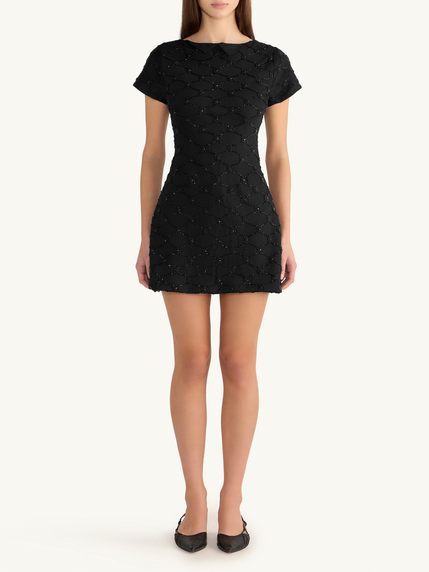 Mathilde Hand Beaded Mini Dress - Black