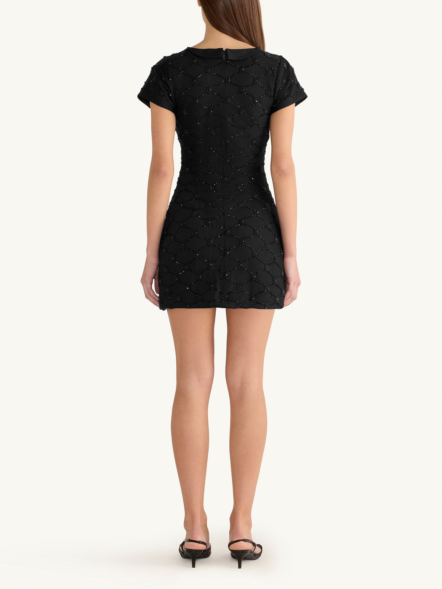 Mathilde Hand Beaded Mini Dress - Black