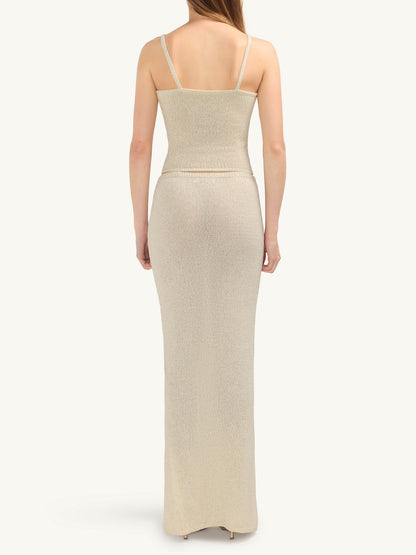 Carolina Split Skirt - Ivory Sequin