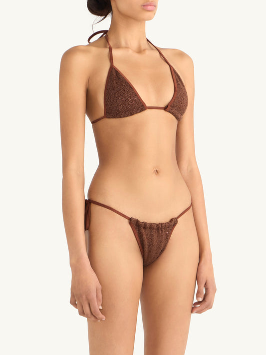 Lio Bikini Top - Chocolate Sequin