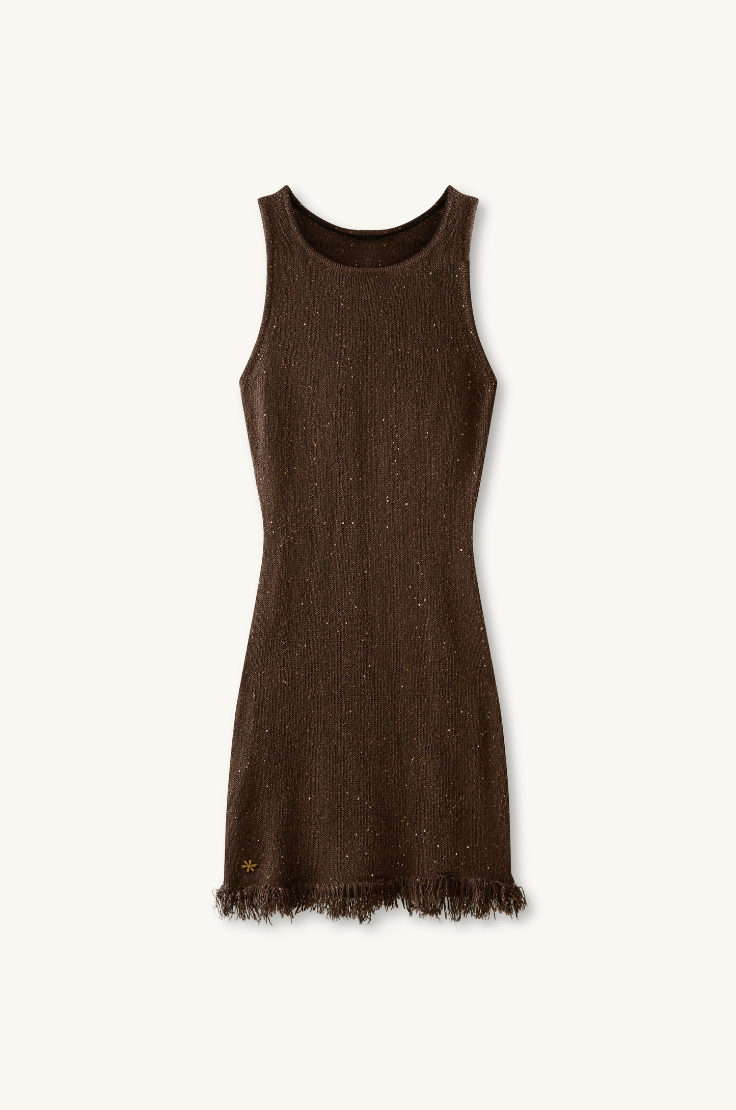 ASTA RESORT Natalia Mini Dress in Brown,Metallic Gold