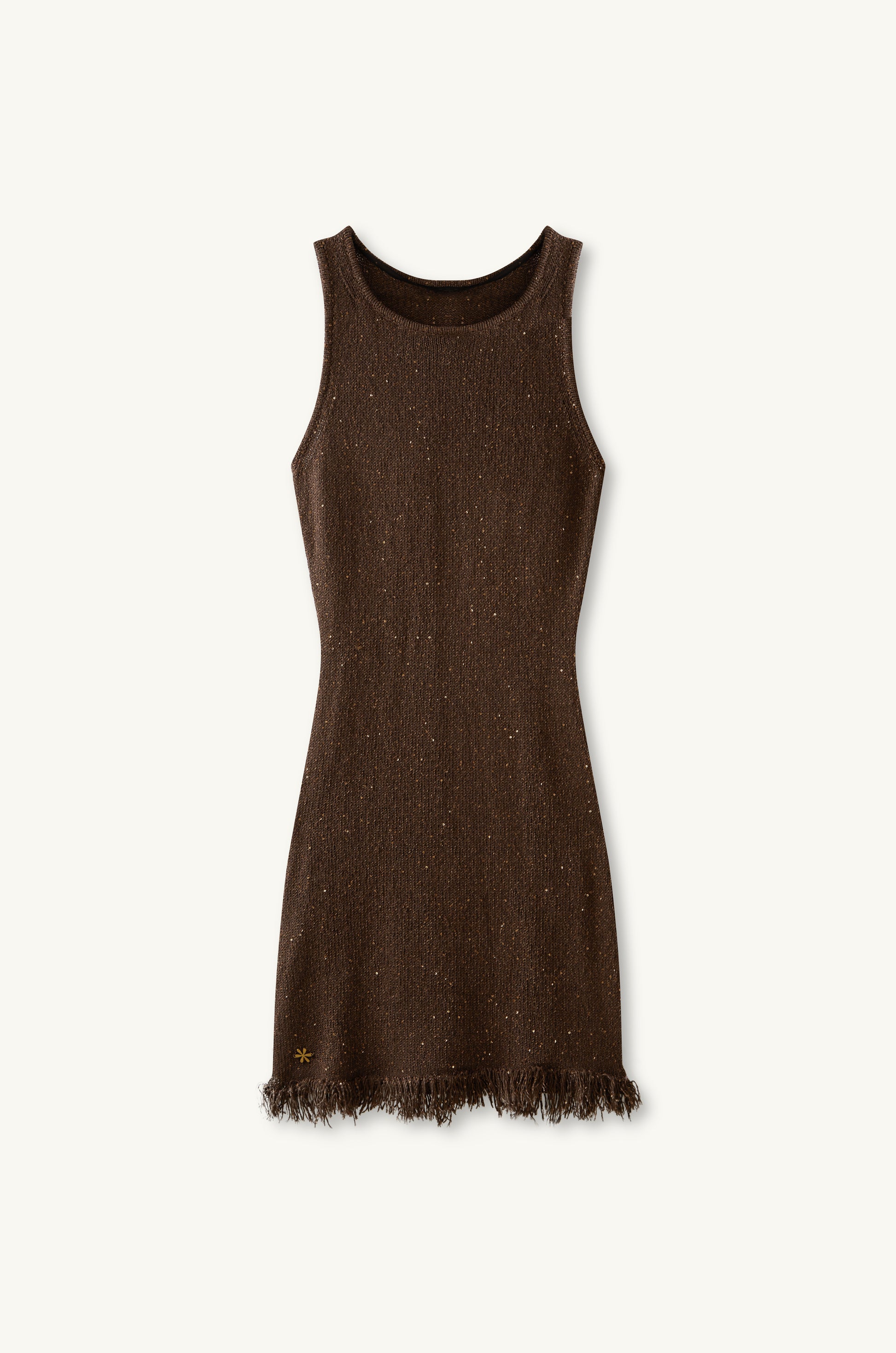 asta resort dresses ASTA RESORT Natalia Mini Dress in Brown,Metallic Gold