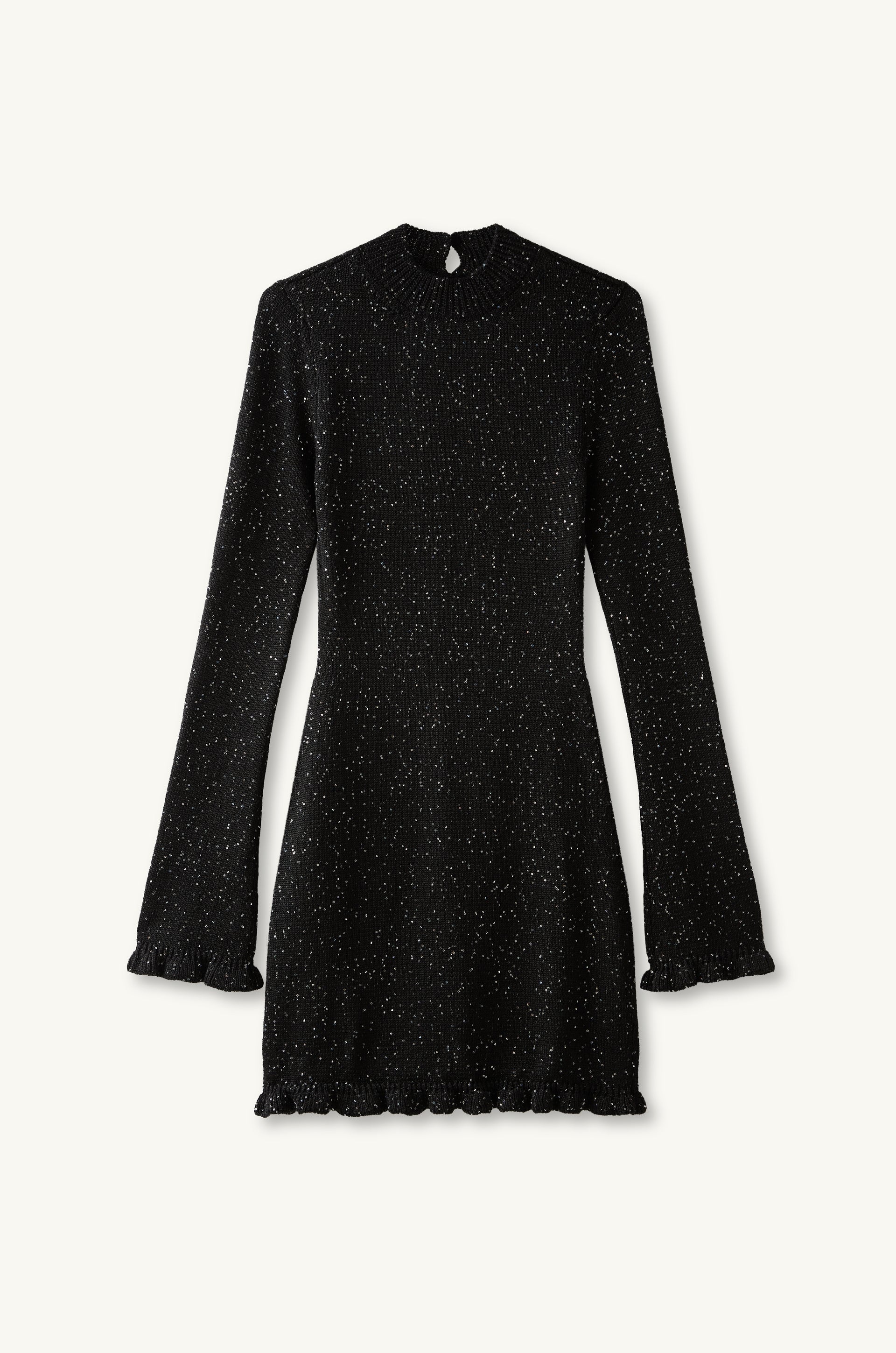 Asta Resort - Astrid Longsleeve Mini Dress - Black/Silver Sequin