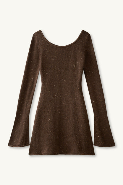 Maya Longsleeve Mini Dress - Dark Chocolate Sequin