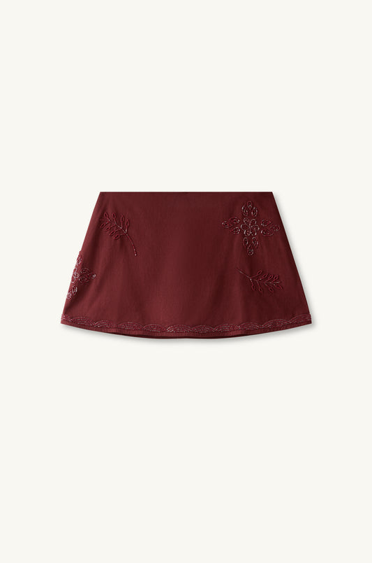 Maja Hand Beaded Mini Skirt - Port