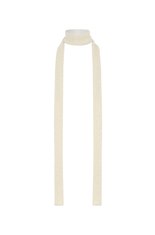 Natalia Skinny Scarf - Ivory Sequin