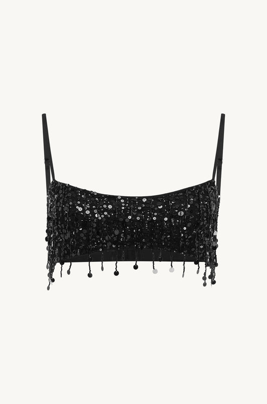 Yasmin Hand Beaded Bralette - Black