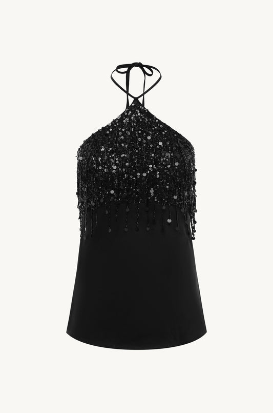 Rossana Hand Beaded Top - Black